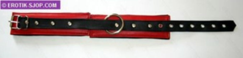 Laced-Up - Collier ou manchette en cuir - Manchettes et collier en cuir. Rouge avec détails noirs, 5 cm de large