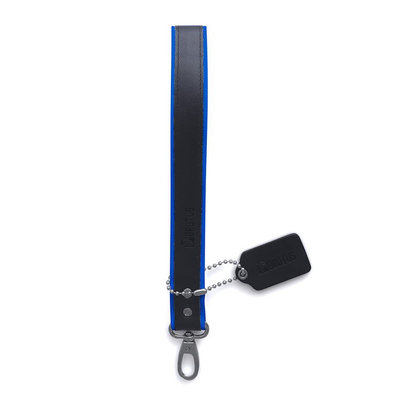 Brutus - Korte Lederen Bondage Leash - Zwart/Blauw-laced-up.nl