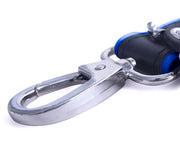 Brutus - Korte Lederen Bondage Leash - Zwart/Blauw-laced-up.nl