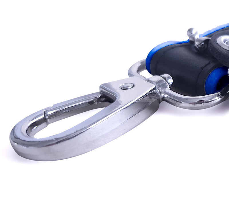 Brutus - Korte Lederen Bondage Leash - Zwart/Blauw-laced-up.nl
