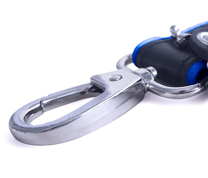 Brutus - Korte Lederen Bondage Leash - Zwart/Blauw-Erotiekvoordeel.nl