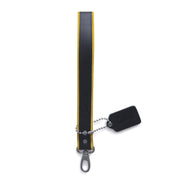 Brutus - Korte Lederen Bondage Leash - Zwart/Geel-laced-up.nl