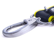 Brutus - Korte Lederen Bondage Leash - Zwart/Geel-laced-up.nl