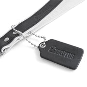 Brutus - Korte Lederen Bondage Leash - Zwart/Wit-laced-up.nl