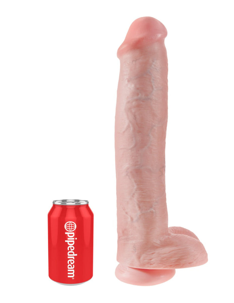 Pipedream - King Cock - Dildo met Balzak - 38 cm - Lichte Huidskleur-laced-up.nl