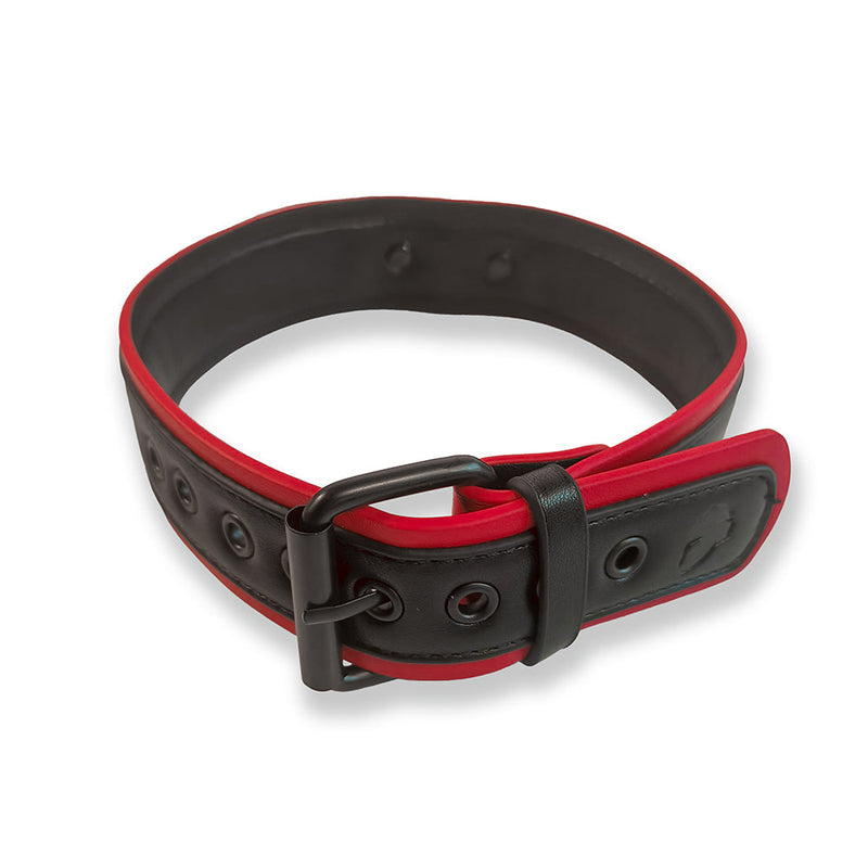 Brutus Vegan Puppy Collar - Zwart/Rood-laced-up.nl