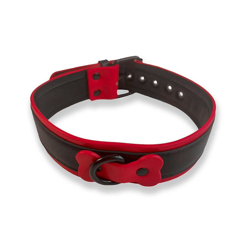 Brutus Vegan Puppy Collar - Zwart/Rood-laced-up.nl