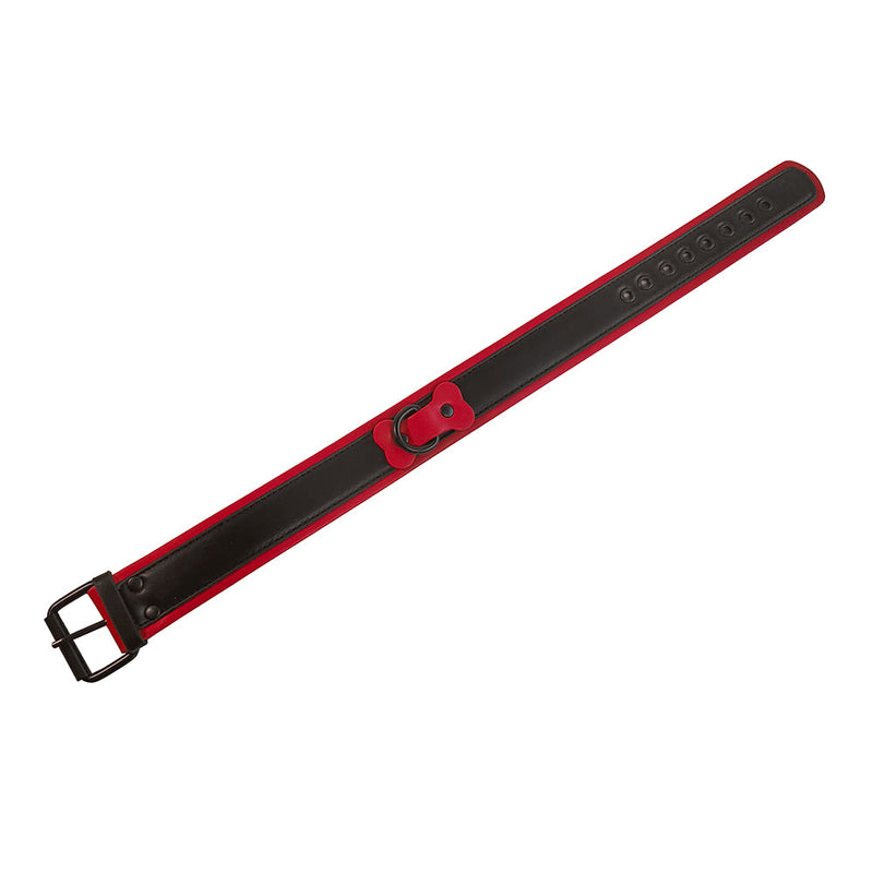 Brutus Vegan Puppy Collar - Zwart/Rood-laced-up.nl