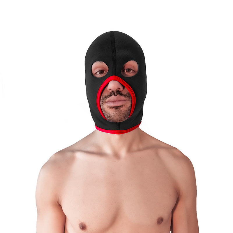 Brutus - Neoprene Face Fucker Hood - Met Oogopeningen - Zwart/Rood-laced-up.nl