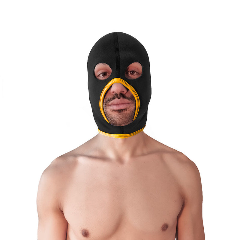 Brutus - Neoprene Face Fucker Hood - Met Oogopeningen - Zwart/Geel-laced-up.nl