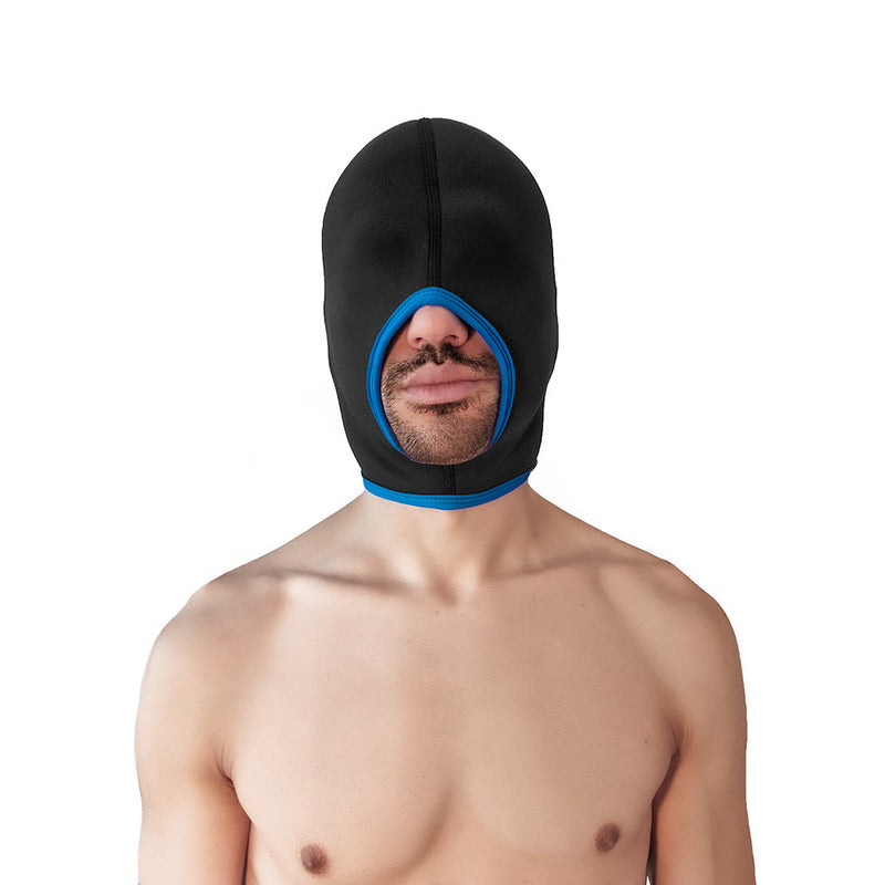 Brutus - Neoprene Blind Face Fucker Hood - Zonder Oogopeningen - Zwart/Blauw-laced-up.nl