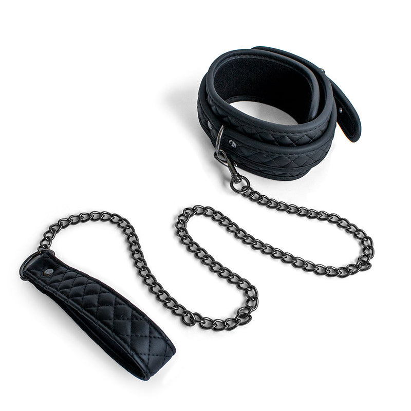 SODORRA Vegan + Neo Collar met Leash - Kunstleer - Zwart-laced-up.nl