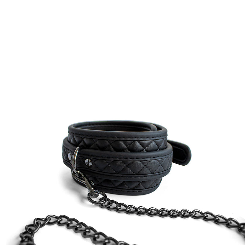 SODORRA Vegan + Neo Collar met Leash - Kunstleer - Zwart-laced-up.nl