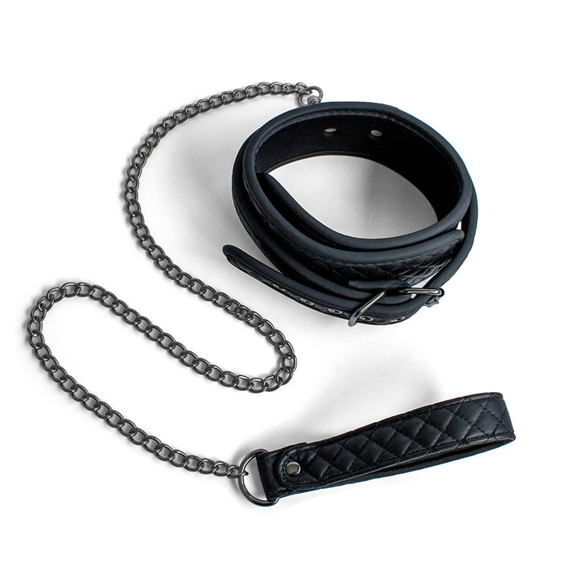 SODORRA Vegan + Neo Collar met Leash - Kunstleer - Zwart-laced-up.nl