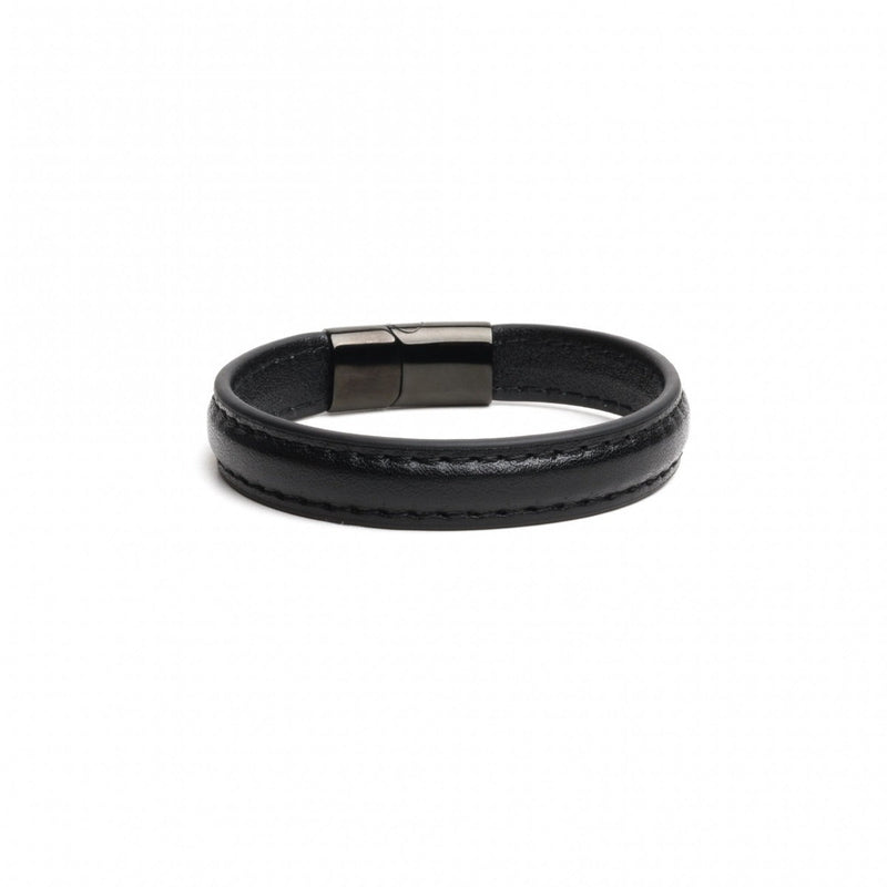 665 - Lederen Armband en Cockring - 2 in 1 - Zwarte Magnetische Sluiting-Erotiekvoordeel.nl