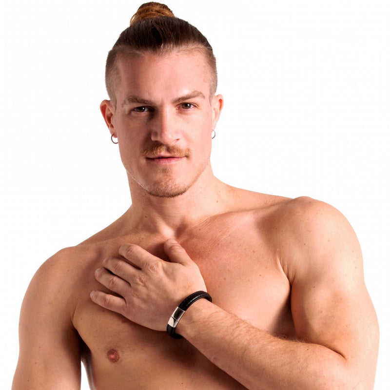 665 - Lederen Armband en Cockring - 2 in 1 - Magnetische Sluiting-Erotiekvoordeel.nl