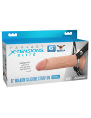 Pipedream - Fantasy X-Tensions - Strap-on met Holle Dildo - 15 cm - Lichte Huidskleur-laced-up.nl