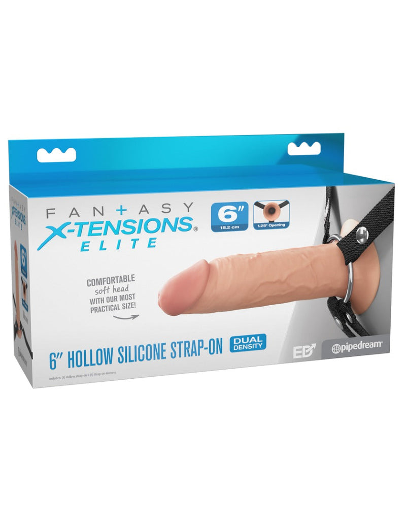 Pipedream - Fantasy X-Tensions - Strap-on met Holle Dildo - 15 cm - Lichte Huidskleur-laced-up.nl