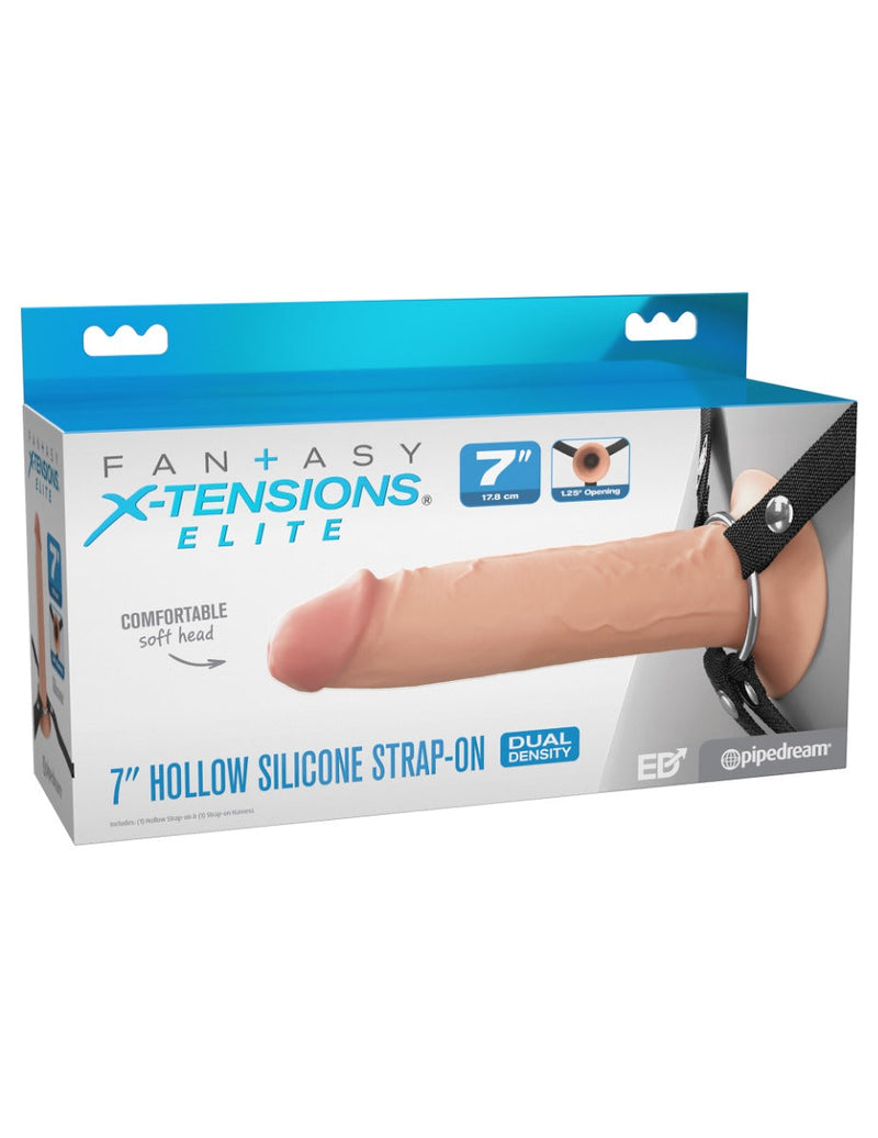 Pipedream - Fantasy X-Tensions - Strap-on met Holle Dildo - 18 cm - Lichte Huidskleur-laced-up.nl
