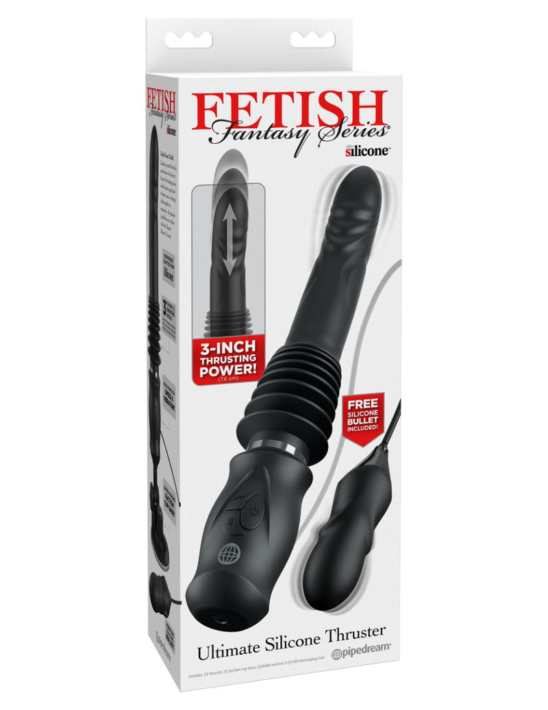 Pipedream - Fetish Fantasy - Ultimate Silicone Thruster - Stotende Vibrator met Handvat - Zwart-laced-up.nl