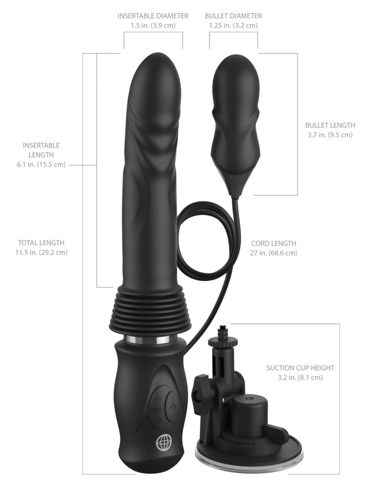 Pipedream - Fetish Fantasy - Ultimate Silicone Thruster - Stotende Vibrator met Handvat - Zwart-laced-up.nl
