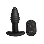 Rimmers - Model E - Vibrerende en Roterende Geribbelde Buttplug met Afstandsbediening - Zwart-laced-up.nl