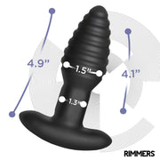 Rimmers - Model E - Vibrerende en Roterende Geribbelde Buttplug met Afstandsbediening - Zwart-laced-up.nl