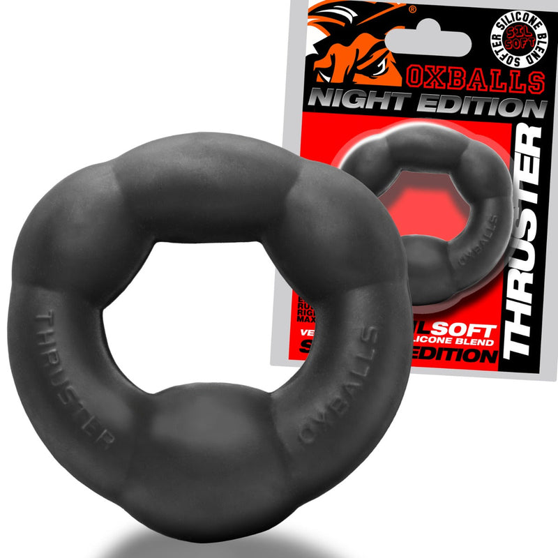 Oxballs - Thruster Cockring - Night Edition - Siliconen/TPR - Zwart-laced-up.nl