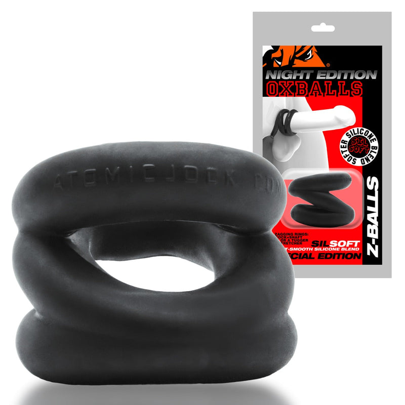 Oxballs - Z-Balls Ballstretcher - Night Edition - Siliconen/TPR - Zwart-laced-up.nl