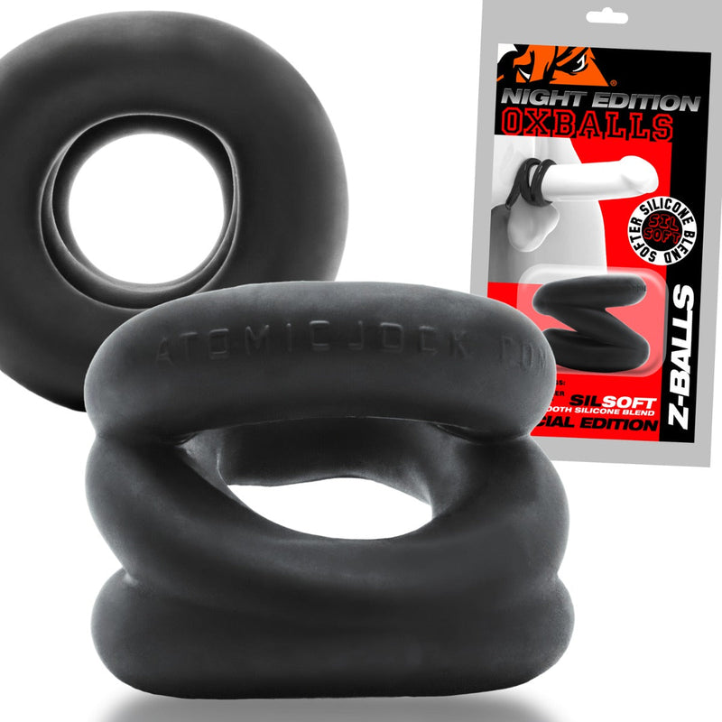 Oxballs - Z-Balls Ballstretcher - Night Edition - Siliconen/TPR - Zwart-laced-up.nl