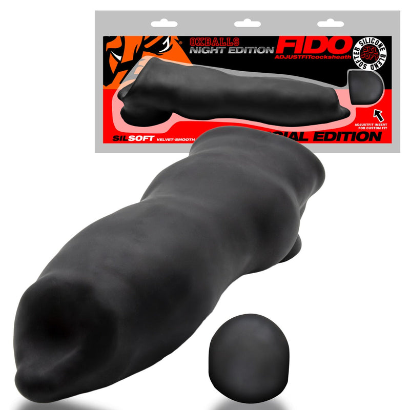 Oxballs - Fido - Puppy Play Penis Sleeve - Night Edition - Siliconen/TPR- Zwart-laced-up.nl