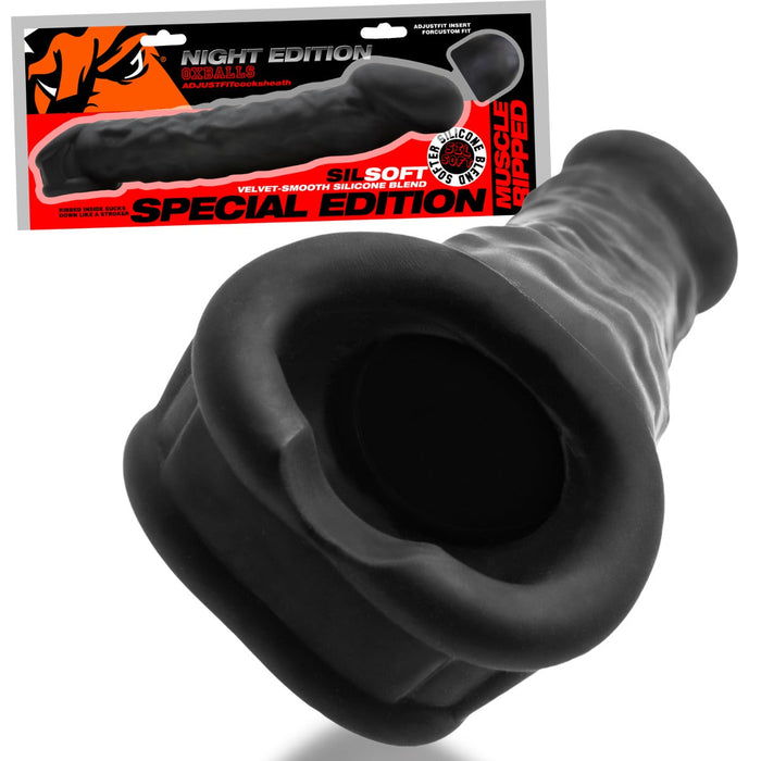 Oxballs - Muscle Ripped - Penis Sleeve - Night Edition - Siliconen/TPR - Zwart-Erotiekvoordeel.nl