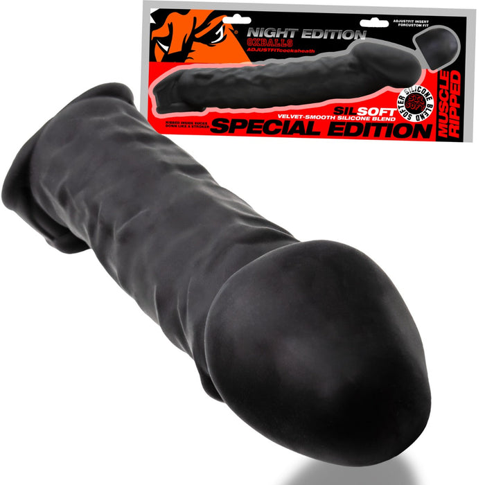 Oxballs - Muscle Ripped - Penis Sleeve - Night Edition - Siliconen/TPR - Zwart-Erotiekvoordeel.nl