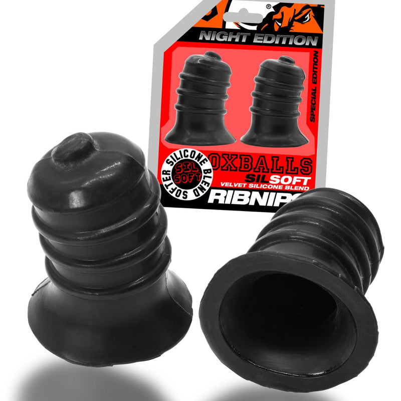 Oxballs - Ribnips - Tepelzuigers - Night Edition - Siliconen/TPR - Zwart-laced-up.nl