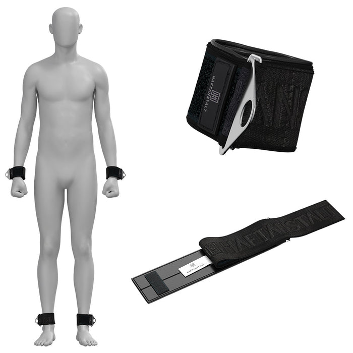 Haftanstalt - Verstelbare Neopreen Handboeien Set met Metalen Gesp - Zwart-Erotiekvoordeel.nl