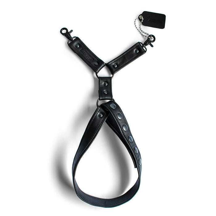 Brutus - Lederen Beenharnas - Verstelbaar- Zwart-Erotiekvoordeel.nl