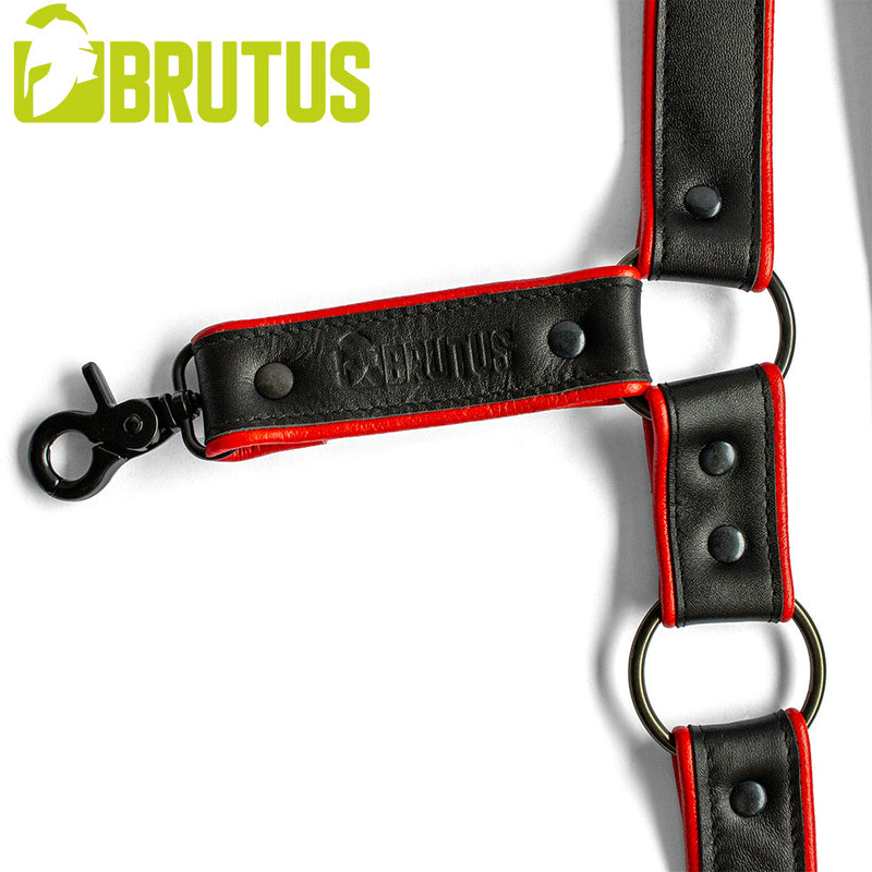 Brutus - Lederen Beenharnas - Verstelbaar- Zwart/Rood-laced-up.nl