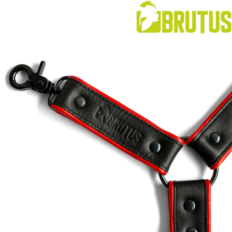Brutus - Lederen Beenharnas - Verstelbaar- Zwart/Rood-laced-up.nl