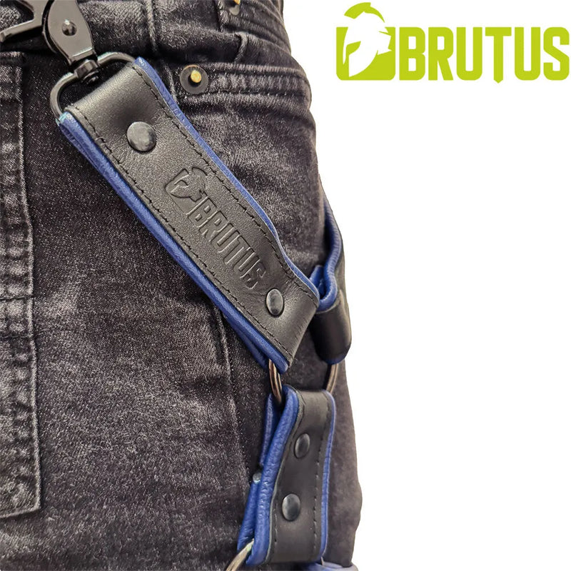 Brutus - Harnais en cuir pour les jambes - Réglable - Noir/Bleu