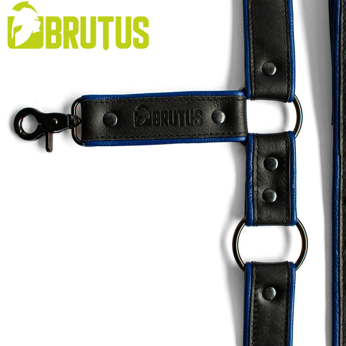 Brutus - Lederen Beenharnas - Verstelbaar- Zwart/Blauw (kopie)-Erotiekvoordeel.nl
