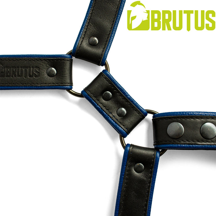 Brutus - Lederen Beenharnas - Verstelbaar- Zwart/Blauw (kopie)-Erotiekvoordeel.nl