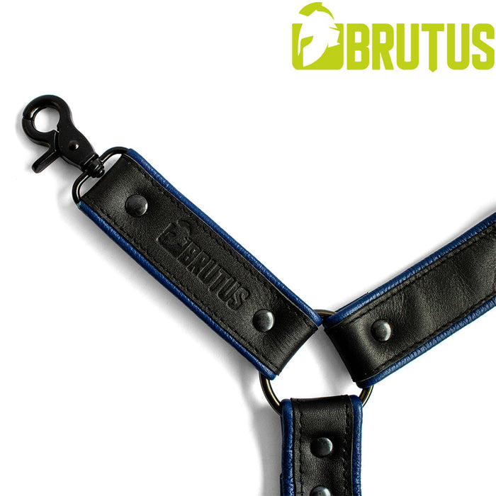Brutus - Lederen Beenharnas - Verstelbaar- Zwart/Blauw (kopie)-Erotiekvoordeel.nl