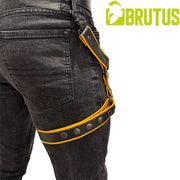 Brutus - Lederen Beenharnas - Verstelbaar- Zwart/Geel-laced-up.nl