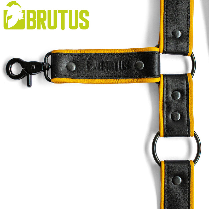 Brutus - Lederen Beenharnas - Verstelbaar- Zwart/Geel-laced-up.nl