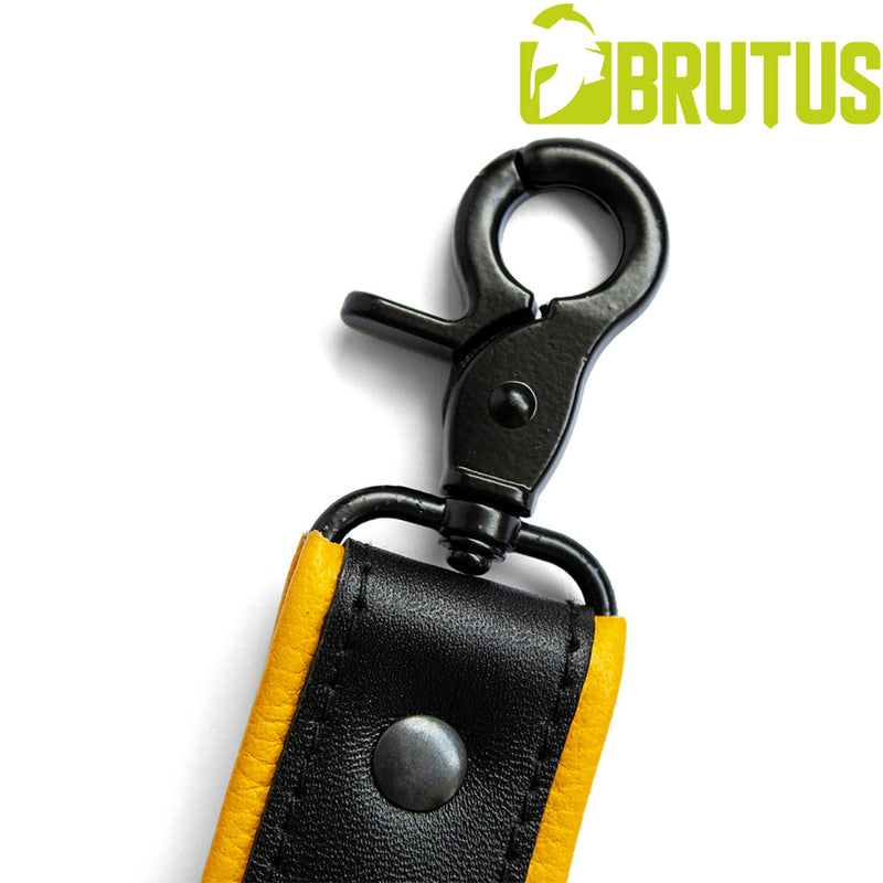 Brutus - Lederen Beenharnas - Verstelbaar- Zwart/Geel-laced-up.nl
