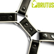 Brutus - Lederen Beenharnas - Verstelbaar- Zwart/Wit-laced-up.nl