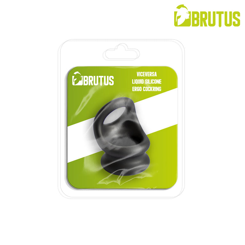 Brutus - Viceversa- Superzachte Siliconen Penis- en Scrotumring - Zwart-laced-up.nl