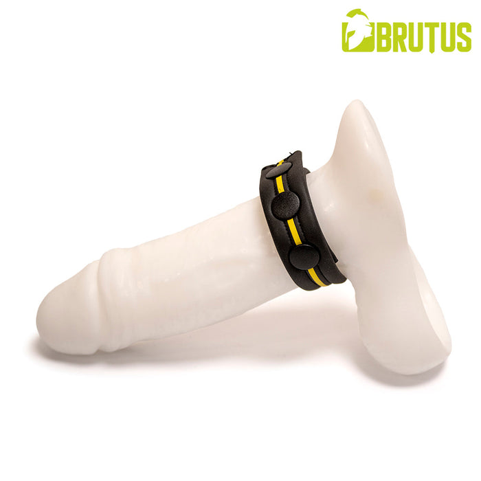 Brutus - Neopreen Cockstrap - Verstelbaar met drukknopen - Zwart/Geel-Erotiekvoordeel.nl