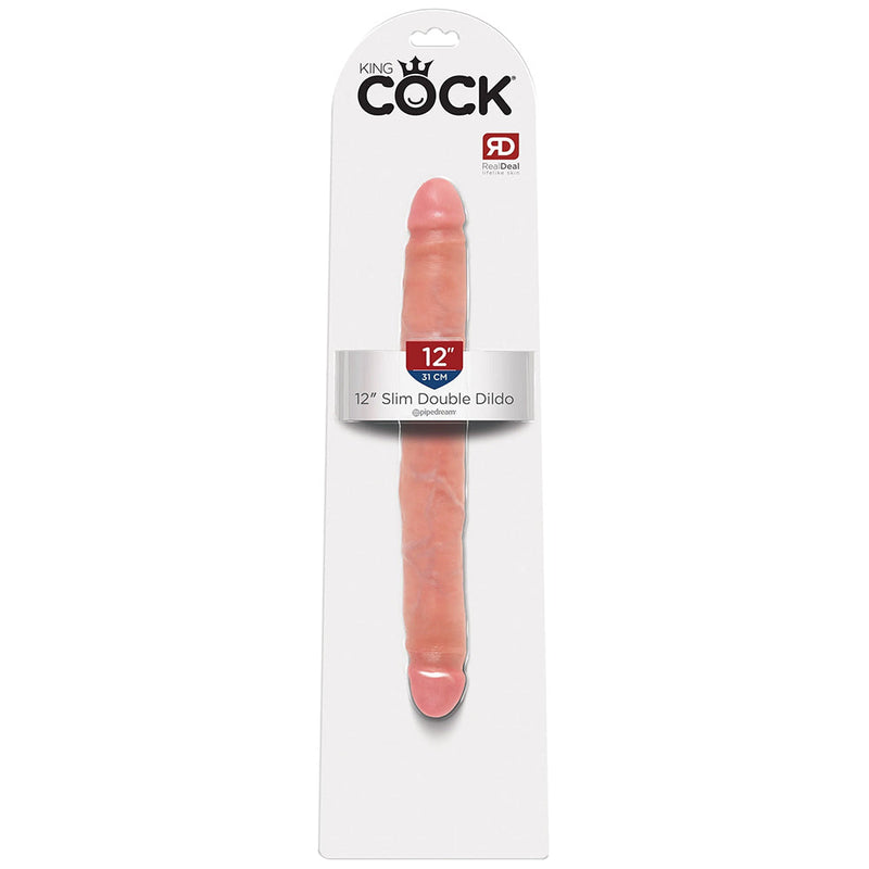 Pipedream - King Cock - Slanke Dubbele Dildo - 30,5 cm - Lichte Huidskleur-laced-up.nl