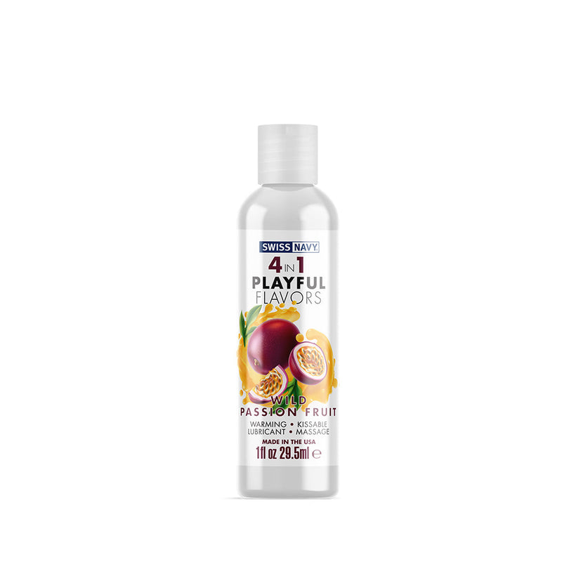 Swiss Navy - 4 in 1 Playful Flavors - Likbaar en Verwarmend Glijmiddel en Massage - Wild Passion Fruit-laced-up.nl
